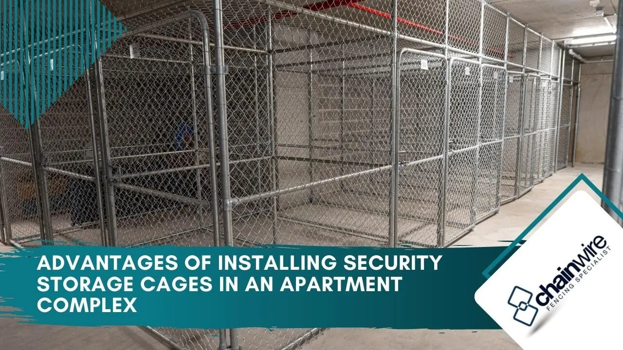 Chainwire security storage cages in an apartment basement