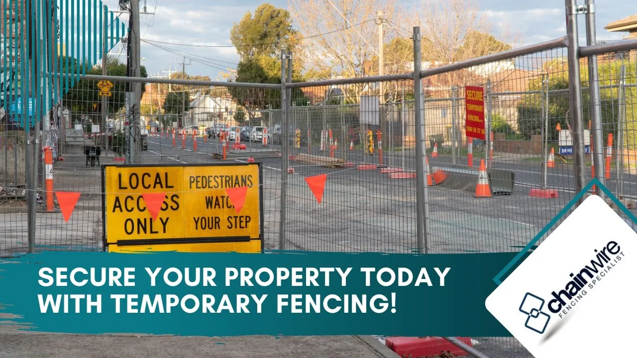 Temporary mesh fencing panels enclosing a work area