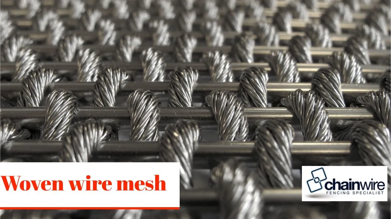 Close-up of woven galvanised wire mesh